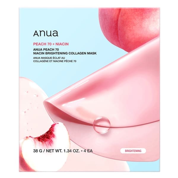Anua Peach 70 Niacin Brightening Collagen Mask 4pk