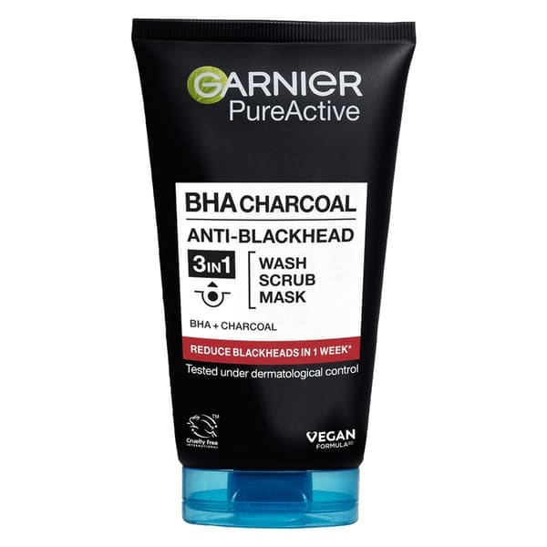 Garnier PureActive BHA Charcoal 3-In-1 Anti-Blackhead Wash Scrub Mask