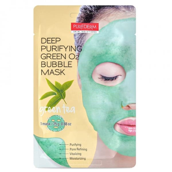 Purederm Deep Purifying Black O2 Bubble Mask "GREEN TEA"